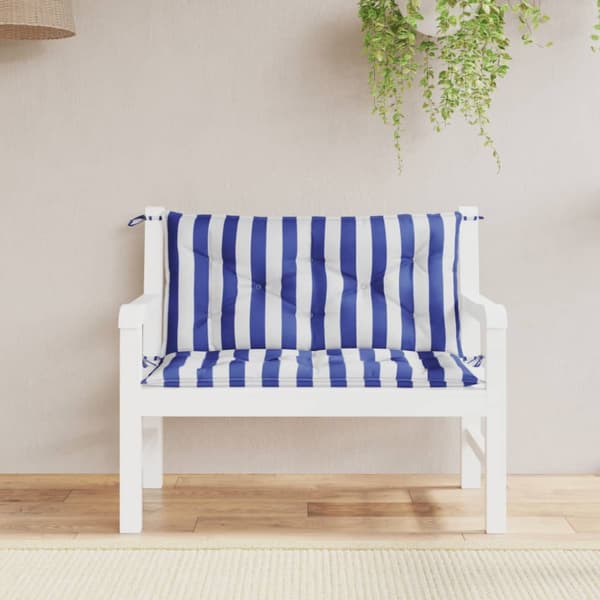 Bänkdynor 2 st blå&vit randig 100x50x7 cm tyg