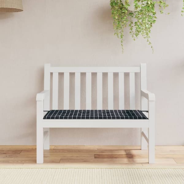 Bänkdyna för trädgården svartrutig 100x50x4 cm oxfordtyg