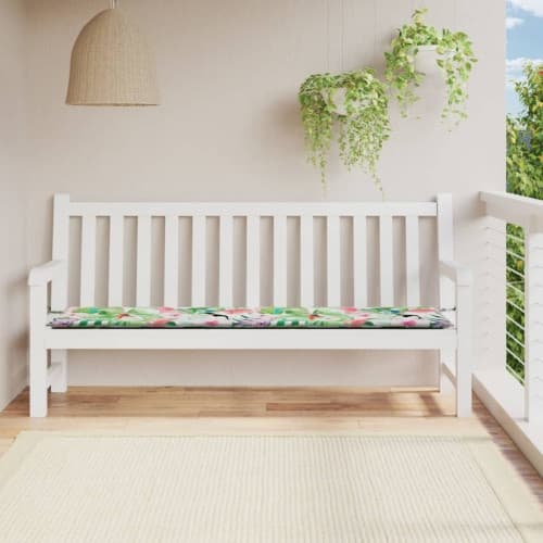 Bänkdyna för trädgården flerfärgad 200x50x4 cm tyg