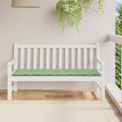 Bänkdyna för trädgården bladmönster 150x50x4 cm oxfordtyg