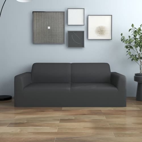 Sofföverdrag 2-sits med stretch antracit polyesterjersey