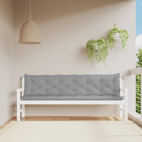 Bänkdyna för trädgården grå 200x(50+50)x7 cm oxfordtyg