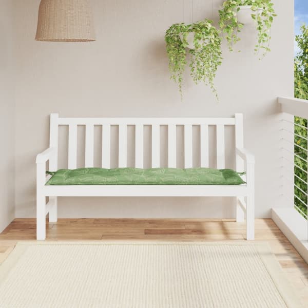 Bänkdyna för trädgården bladmönster 150x50x7 cm oxfordtyg