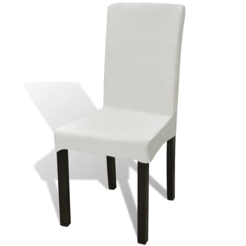 Stolsöverdrag rak modell stretch 6 st gräddvit