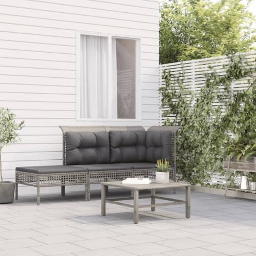 Loungegrupp med dynor 3 delar konstrottning grå
