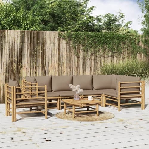 Loungegrupp 7 delar taupe dynor bambu