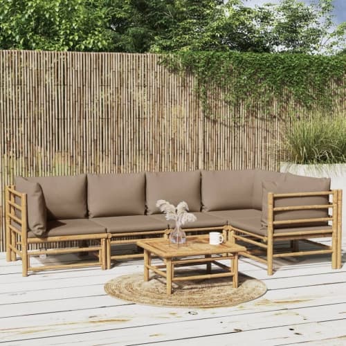 Loungegrupp 6 delar taupe dynor bambu