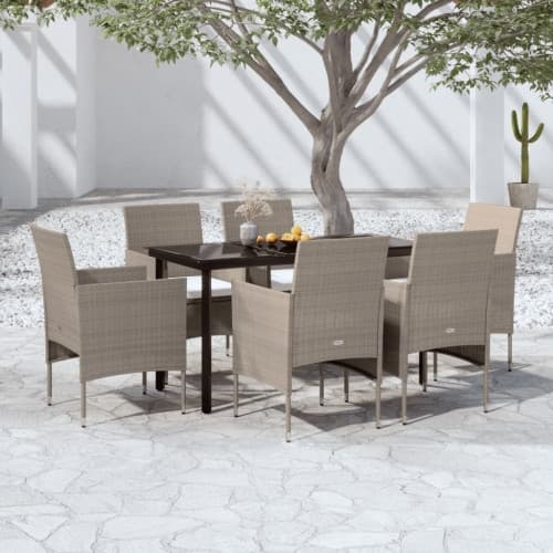 Matgrupp för trädgården med dynor 5 delar beige och svart