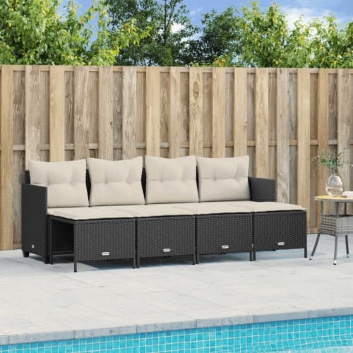 Loungegrupp för trädgården med dynor 5 delar svart konstrotting