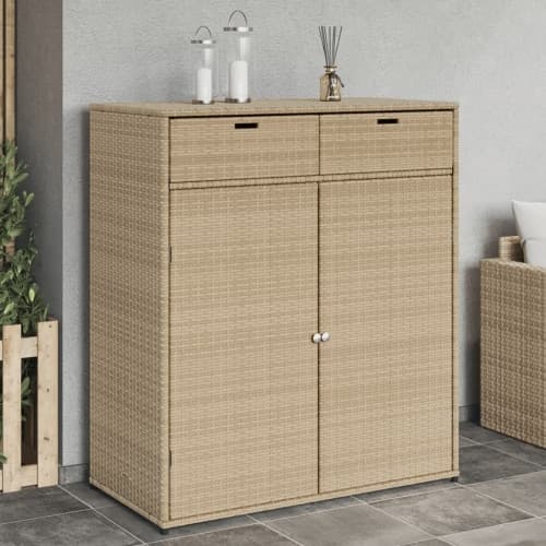 Trädgårdsskåp beige 105x55x113 cm konstrotting