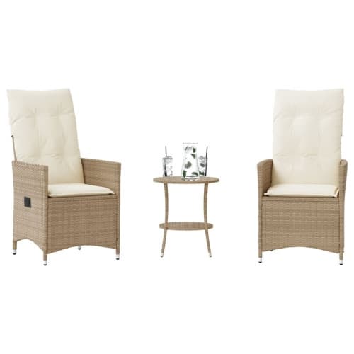 Bistrogrupp med dynor 3 delar beige konstrotting