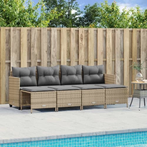 Soffgrupp för trädgården med dynor 5 delar beige konstrotting
