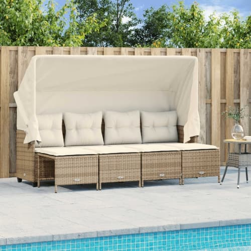 Soffgrupp för trädgården med dynor 5 delar beige konstrotting
