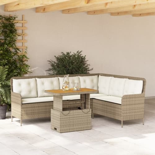 Soffgrupp för trädgården med dynor 2 delar beige konstrotting