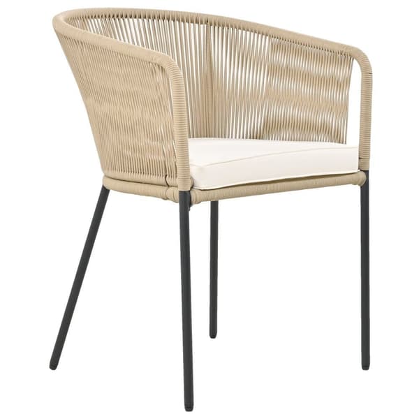 Trädgårdsbord och stolar - 6 platser - 1 bord i akaciaträ och 6 stolar dekorerade med rep - Beige