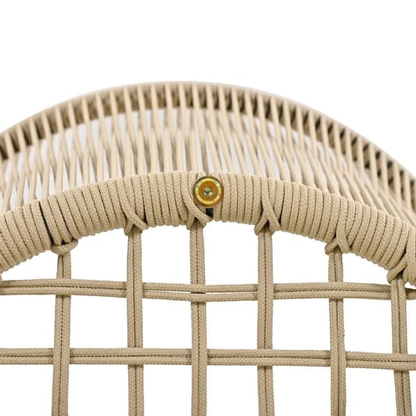 Trädgårdsbord och stolar - 6 platser - 1 bord i akaciaträ och 6 stolar dekorerade med rep - Beige
