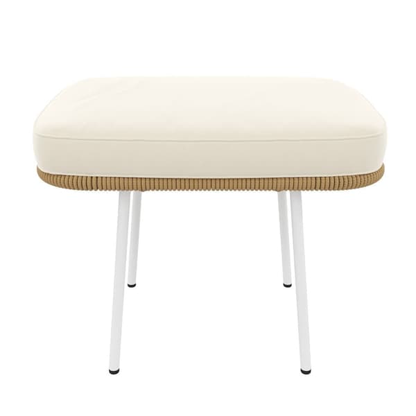 Sæt med 2 gyngestole, lavet af galvaniseret stål, med flettet reb, med fodstøtter, beige + brun