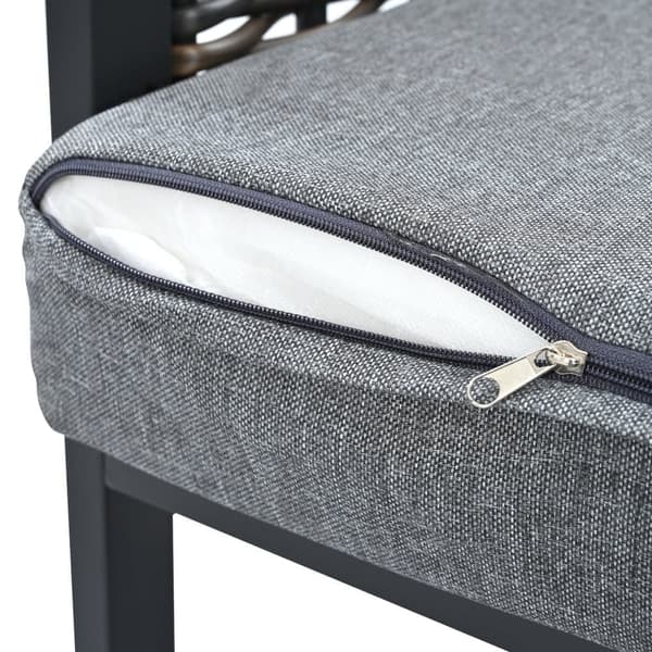 Havemøbelsæt med 5 dele (sofa + 2 lænestole + sofabord) - Udendørs - Vævet polyrattan - Galvaniseret stål - Grå