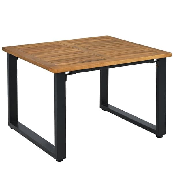 Trädgårdsset, hörnset för 4 personer, soffa + sidobord, tillverkat av varmförzinkat stål, bordsskiva av akaciaträ, färg beige + svart