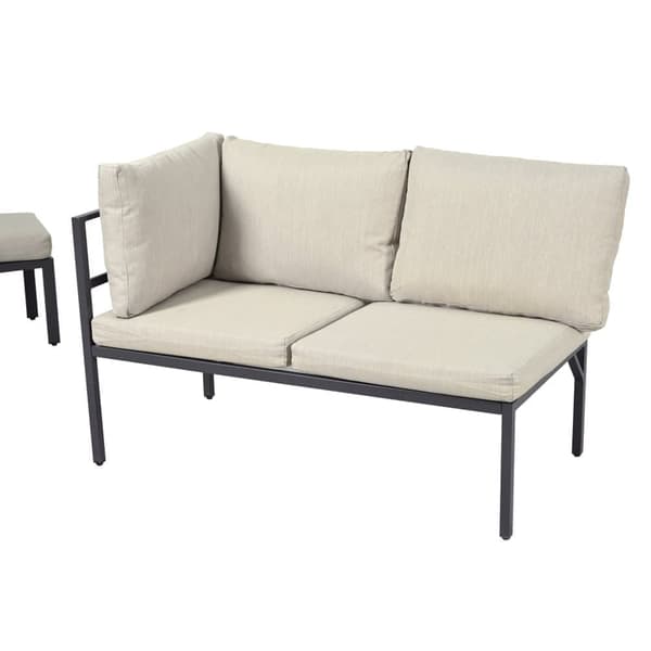 Havesæt 7 sæder - Møbelsæt - Lavet af letvægts galvaniseret jern - 2 sofaer - Med spisebord - 2 taburetter - Beige