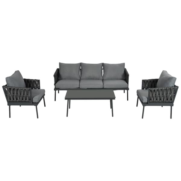 Havestue - sæt havesofaer - 5 sæder - lavet af reb - lavet af galvaniseret jern - sofa - 1 lavt bord - 2 lænestole - g
