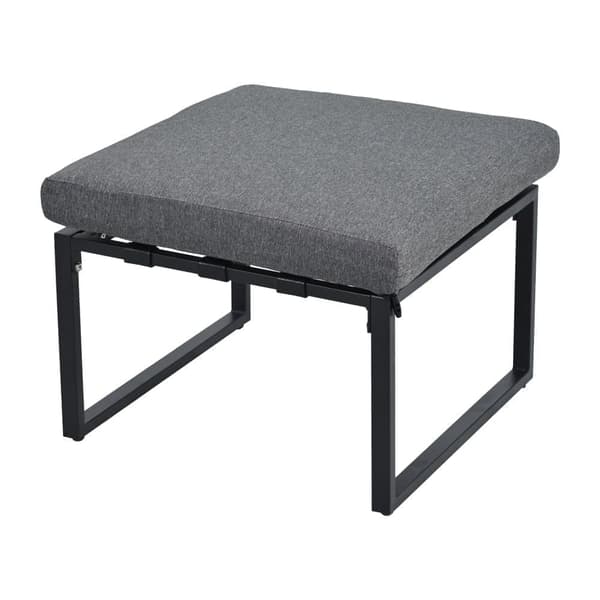 Havestue - 4 Sæder - Galvaniseret stål - Sofa - 1 Lavt bord - Glasplade - 1 Skammel - Kunstlæder - Grå