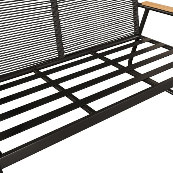 Havestue til 4 personer, design i galvaniseret jern, justerbare fødder, 1 sofa - 2 lænestole og 1 sofabord, sort