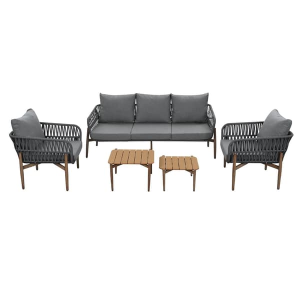 Havestue - sæt havesofaer - 5 sæder - lavet af galvaniseret jern - sofa - 2 lave borde - 2 lænestole - grå