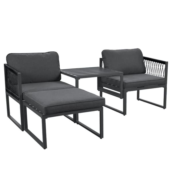 Multifunktionelle Aluminium Havemøbler - 2 Lænestole, 2 Taburetter - Grå