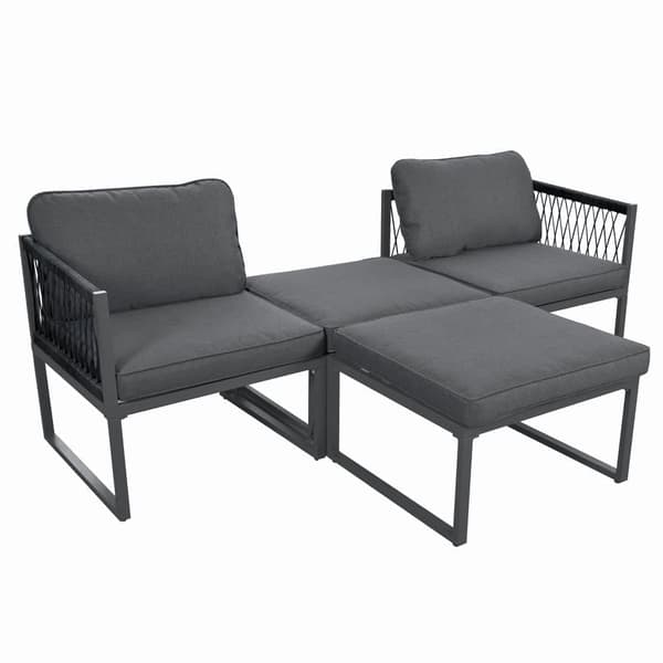 Multifunktionelle Aluminium Havemøbler - 2 Lænestole, 2 Taburetter - Grå