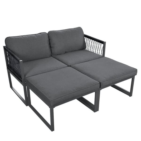 Multifunktionelle Aluminium Havemøbler - 2 Lænestole, 2 Taburetter - Grå
