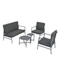 Miniatyrbillede 5 af 11: Havemøbler i sort galvaniseret stål - 4 siddepladser - sofa, 2 lænestole og 2 sofaborde - grå