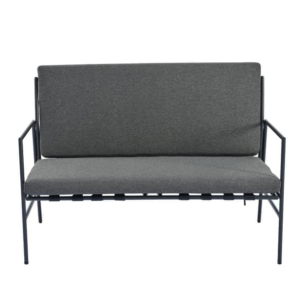 Havemøbler i sort galvaniseret stål - 4 siddepladser - sofa, 2 lænestole og 2 sofaborde - grå