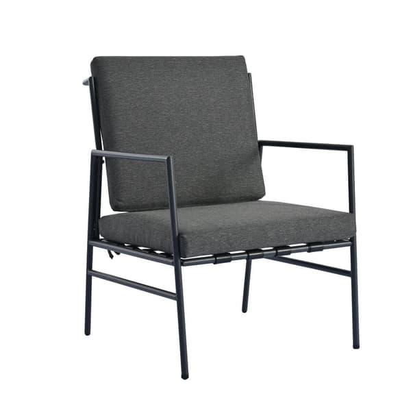 Havemøbler i sort galvaniseret stål - 4 siddepladser - sofa, 2 lænestole og 2 sofaborde - grå