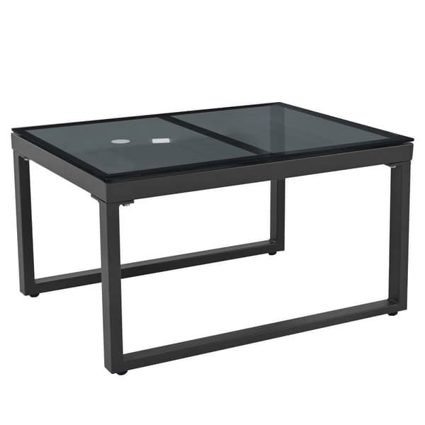 Multifunktionella trädgårdsmöbler i järn - Loungesoffa med justerbar baldakin - 5 sittplatser och 1 soffbord - Grå