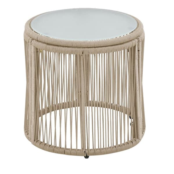Trädgårdsloungeset, 6-sitsiga trädgårdsmöbler med flätat rep (2 soffor+2 stolar+2 bord) - Beige