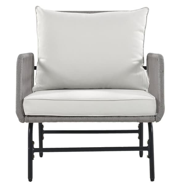 Garden lounge set, 6-sitsiga trädgårdsmöbler med flätat rep (2 soffor+2 stolar+2 bord) - grå