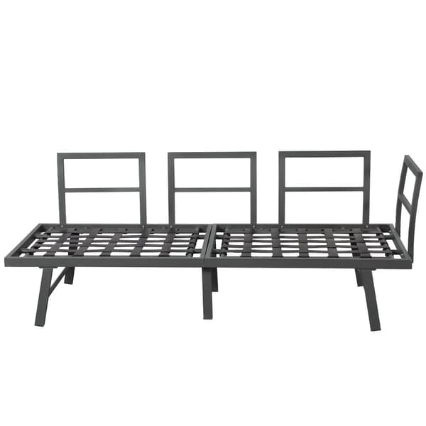 Trädgårdsmöbler i aluminium - 6 sittplatser - 2 soffor och 1 soffbord - Grå