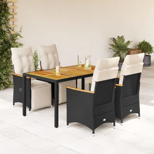 Caféset med dynor 5 delar konstrotting svart