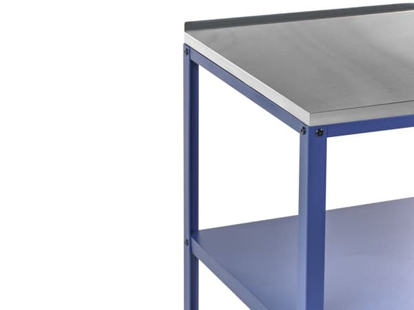 Udekøkken Blå Stål 2 dele Udendørs Køkken med Vask Rustfrit Havekøkken med Bord til Terrasse