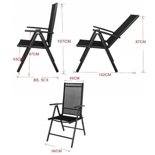 Set med 2 utdragbara stolar i aluminium MATARO för balkong/terrass/trädgård Premium