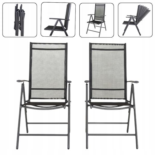 Set med 2 utdragbara stolar i aluminium MATARO för balkong/terrass/trädgård Premium