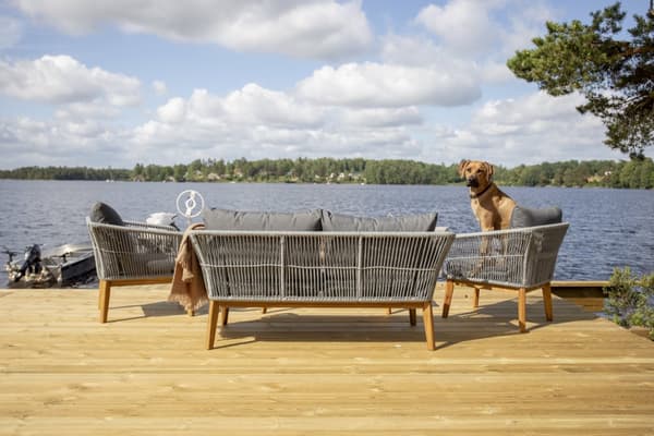 Trädgårdsmöbelset Chania, Stol, Soffa och Bord Grå