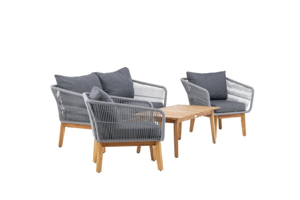 Trädgårdsmöbelset Chania, Stol, Soffa och Bord Grå
