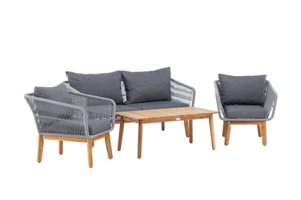 Trädgårdsmöbelset Chania, Stol, Soffa och Bord Grå