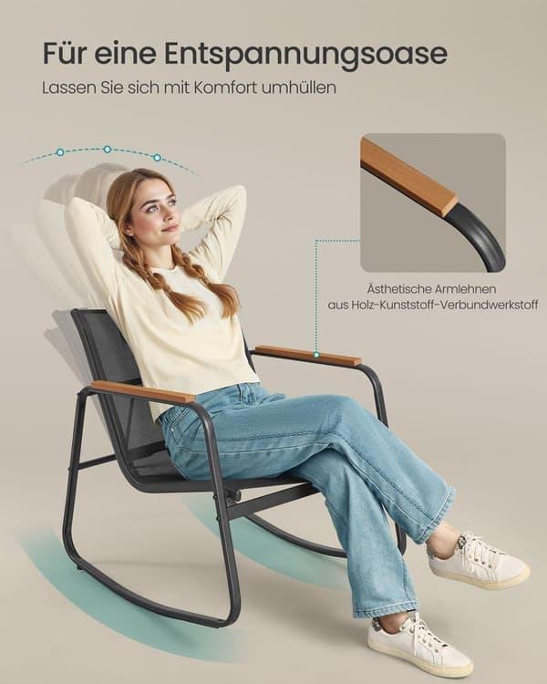 Trädgårdsmöbelset, SONGMICS GGF0027B01, 44x44x42,7 cm, 73x60,8x76 cm, Svart