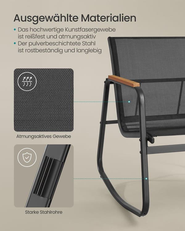 Trädgårdsmöbelset, SONGMICS GGF0027B01, 44x44x42,7 cm, 73x60,8x76 cm, Svart