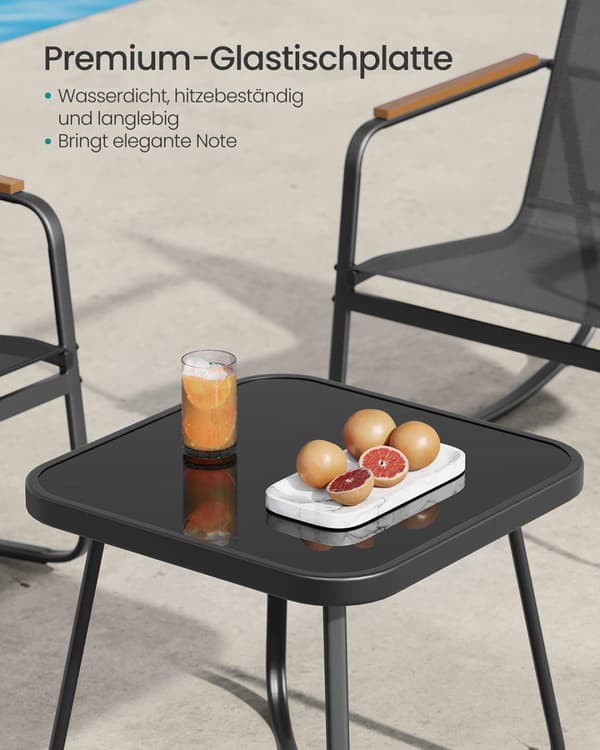 Trädgårdsmöbelset, SONGMICS GGF0027B01, 44x44x42,7 cm, 73x60,8x76 cm, Svart