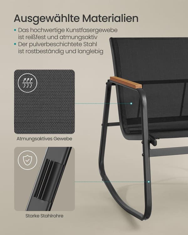 Trädgårdsmöbelset, SONGMICS GGF0028B01, 47,1x69,6x41,8 cm, 73x60,8x76 cm, 73x113,4x74 cm, Svart