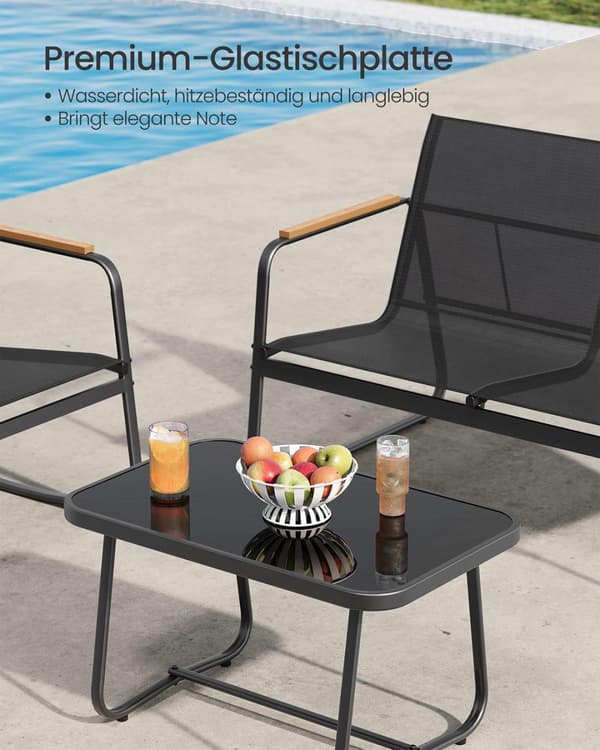 Trädgårdsmöbelset, SONGMICS GGF0028B01, 47,1x69,6x41,8 cm, 73x60,8x76 cm, 73x113,4x74 cm, Svart